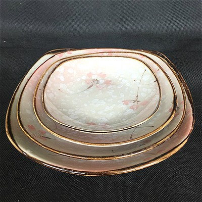 古染匠房日式和风釉下彩雪花釉樱花4.8/5.8/6.8/7.7英寸方盘碟子