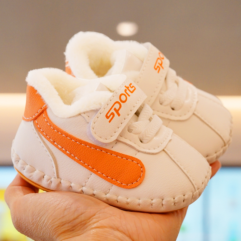 卡特兔冬季加绒学步鞋加厚宝宝鞋学步防掉婴儿鞋子0-1岁软底防滑