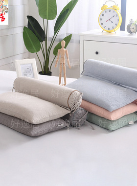 全棉荞麦壳二合一组合颈椎枕头糖果圆柱形硬枕头枕芯成人枕可拆洗