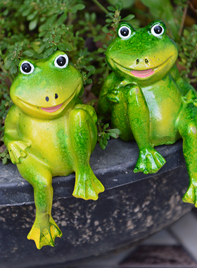艺庭院假山鱼缸装饰树脂青蛙摆件