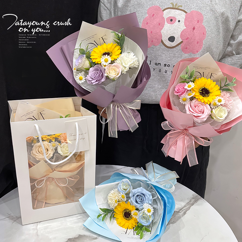 教師節幼兒園畢業花束仿真花