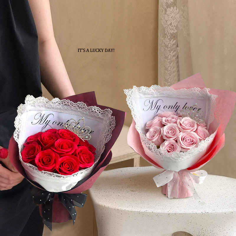 韩版肥皂花束香皂花玫瑰仿真花手捧花纪念日订婚生日礼物送女朋友