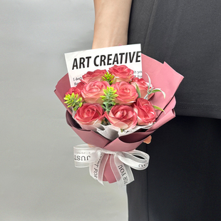 香皂花迷你小花束干花仿真花玫瑰花伴手礼礼物摆摊情人节送女友花