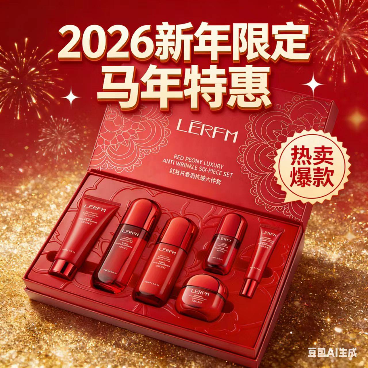 【年货节】蓝尼芳可红牡丹护肤套装焕亮提亮补水保湿腰子官方正品