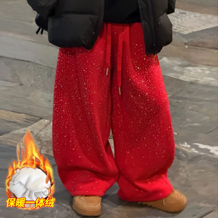 男童加绒裤子冬季羊羔绒运动裤2025新款大儿童一条过冬卫裤棉裤潮