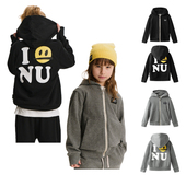 潮牌NUNUNU男女大小童纯棉拉链连帽外套复古学院风 FW25秋冬