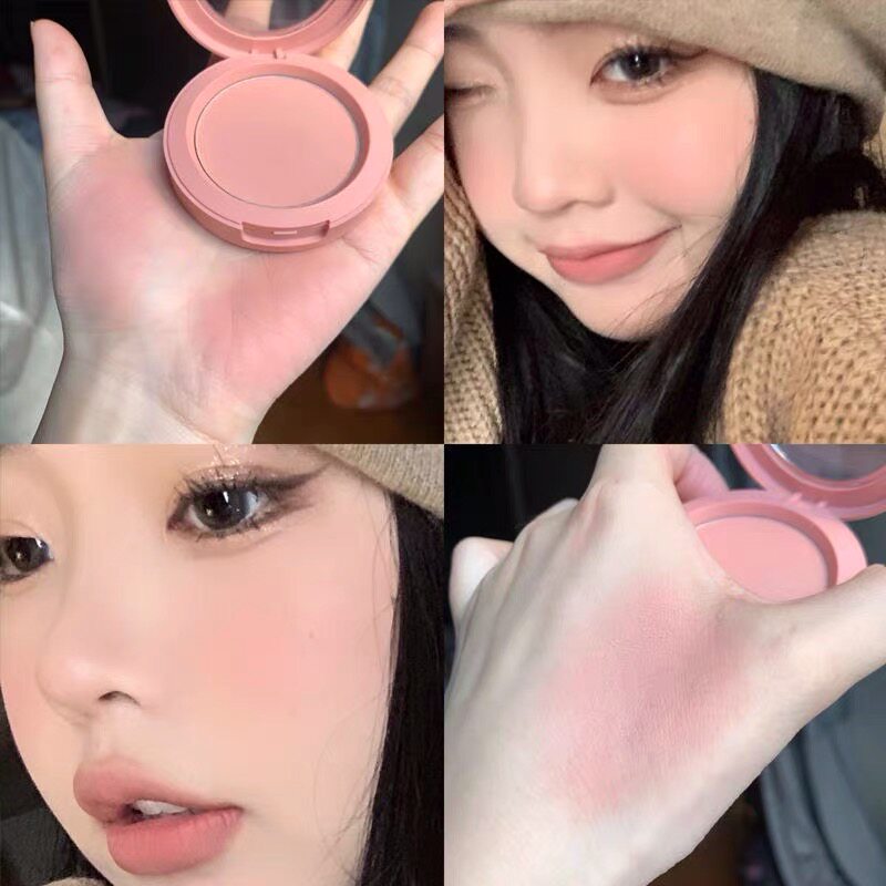 低饱和蜜桃粉单色腮红膨胀色