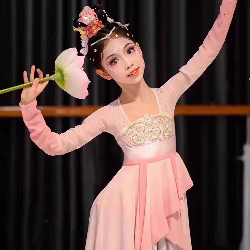 桃李杯古典舞蹈演出服儿童戏莲子夜四时歌大摆裙艺考独舞群舞服装