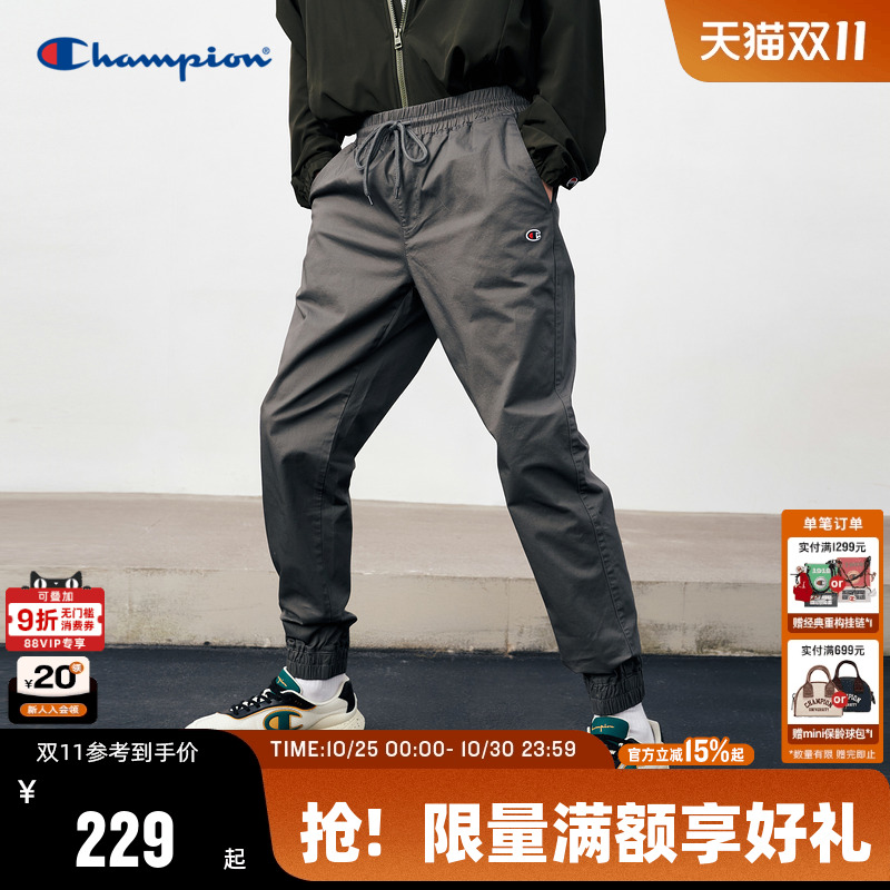 Champion冠军宽松束脚休闲裤男