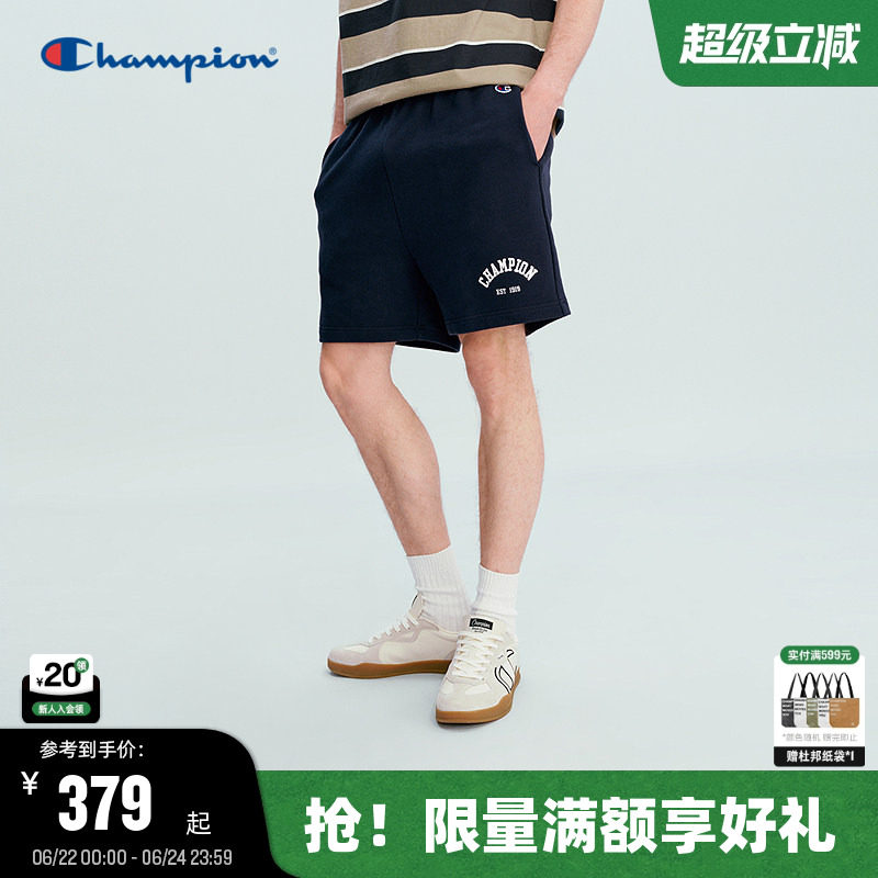 Champion冠军针织短裤男2026夏季新款抽绳全棉运动裤女休闲美式潮