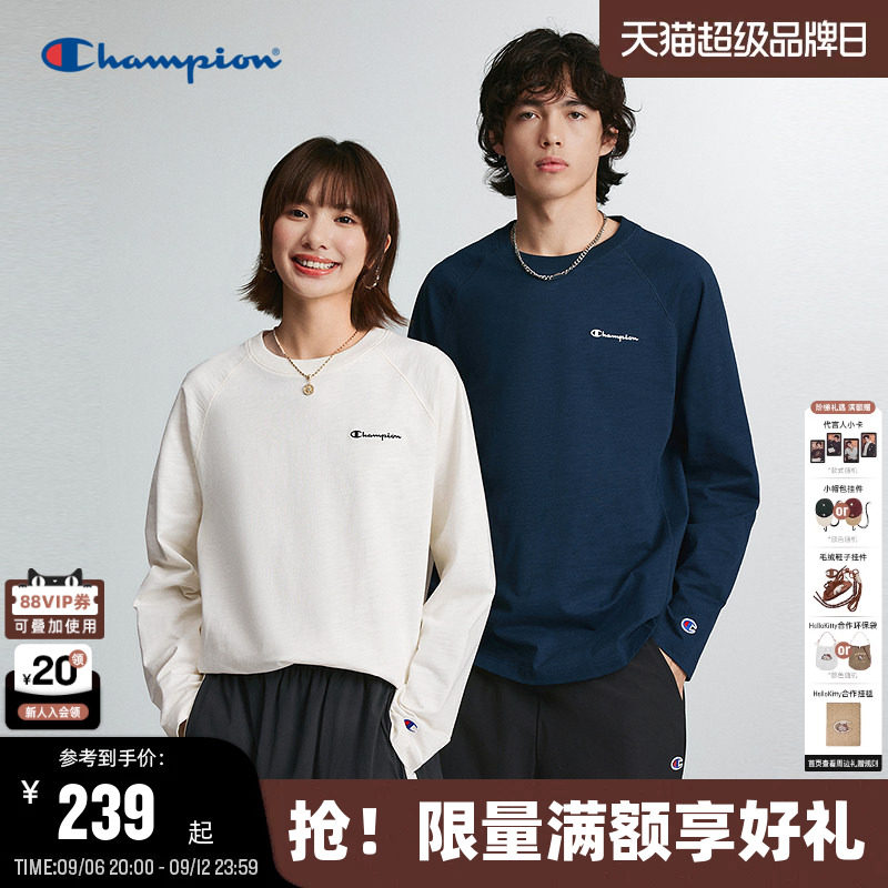 Champion竹节棉长袖T恤情侣图片