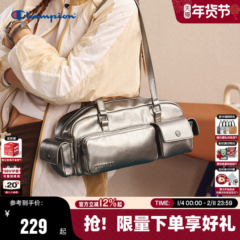Champion冠军单肩包女25秋冬新款法棍包情侣休闲通勤枕头波士顿包,箱包皮具/热销女包/男包,腋下包,淘宝优惠券,粉丝福利购,淘宝优惠卷