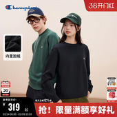Champion冠军情侣卫衣男2025冬季 加绒刺绣圆领休闲红色上衣秋 新款