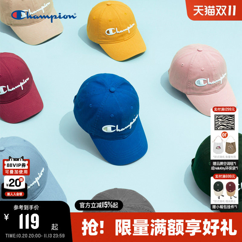 Champion冠军棒球帽情侣26秋季新款休闲鸭舌帽男红色复古运动帽女