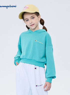 Champion冠军儿童装25秋季新款女大小童时尚简约休闲连帽卫衣外套