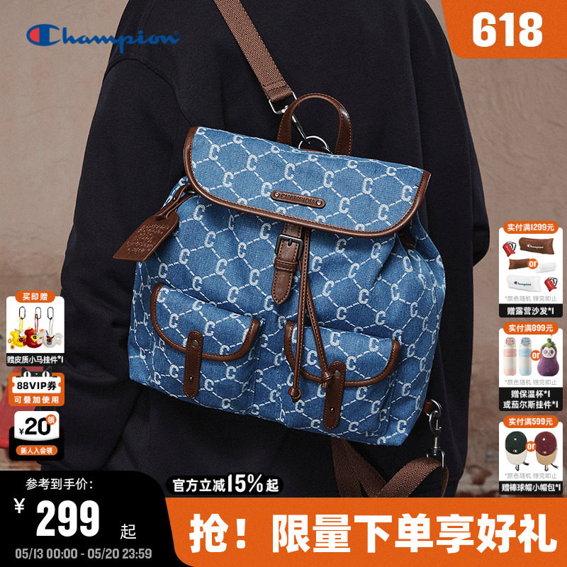 Champion冠军双肩包2026夏季新款女包盖式通勤背包男老花小型书包