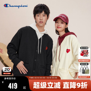 Champion冠军情侣开衫 爱心刺绣休闲简约 卫衣V领男外套女春秋款