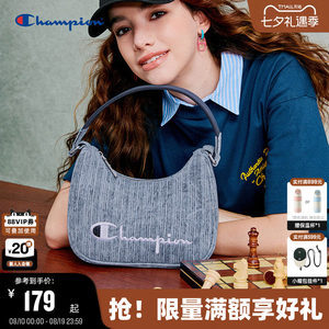 Champion冠军腋下包26秋季女字母刺绣时尚休闲牛角包通勤单肩包