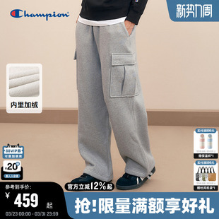 保暖美式 新款 工装 裤 秋 Champion冠军加绒卫裤 直筒针织长裤 男冬季