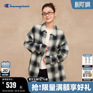 上衣外套美式 丁禹兮同款 格子春秋盐系工装 男春季 Champion冠军衬衫