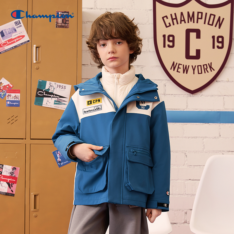 【三合一】Champion冠军男女童装25秋冬新款三防抗菌羽绒服冲锋衣
