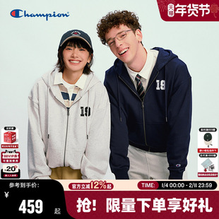 Champion冠军连帽卫衣男2026春季新款秋冬拉链外套美式复古潮牌女