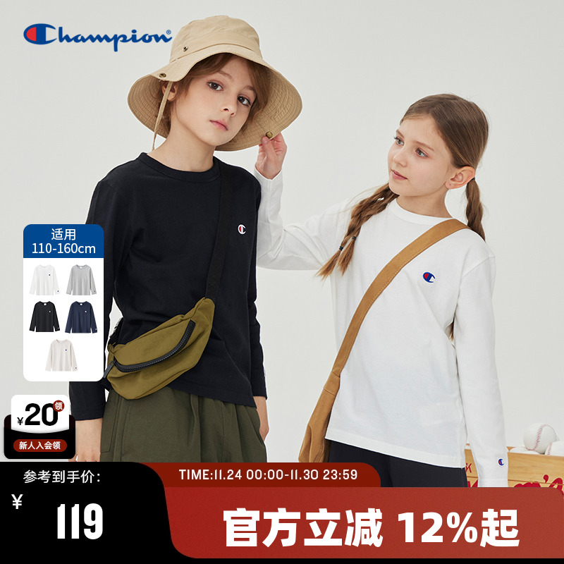 Champion冠军小C刺绣舒适长袖T恤