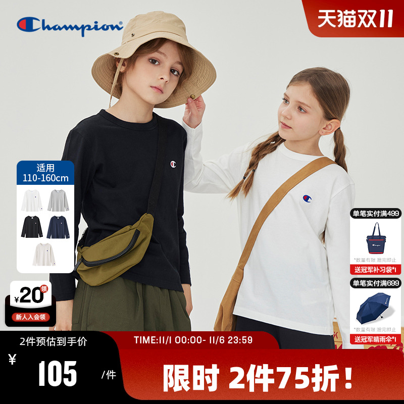 Champion冠军小C刺绣舒适长袖T恤