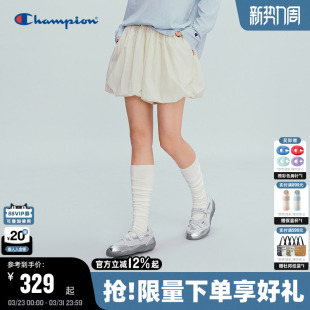 Champion冠军花苞裙裤女2026春季新款抽绳灯笼短裤甜美风蓬松休闲