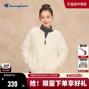 开衫 Champion冠军仿羊羔绒外套女25秋季 短外套保暖时尚 厚款 潮 新款