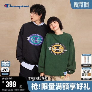 潮牌复古印花 美式 小鬼王琳凯同款 Champion冠军圆领卫衣男2026春季