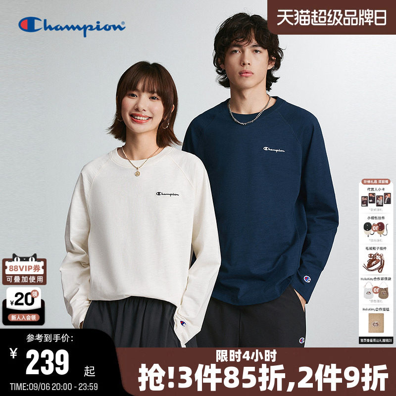 Champion竹节棉长袖T恤情侣图片