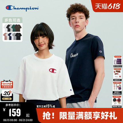 Champion冠军圆领T恤男2026夏季新款休闲纯棉短袖女美式宽松上衣