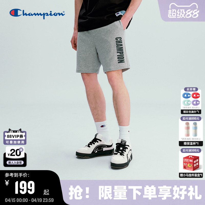 Champion冠军短裤男2026夏季新款黑色休闲直筒运动卫裤美式潮牌女