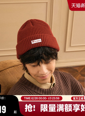 Champion冠军红色针织帽情侣冷帽25秋冬新款潮牌休闲女款运动帽男