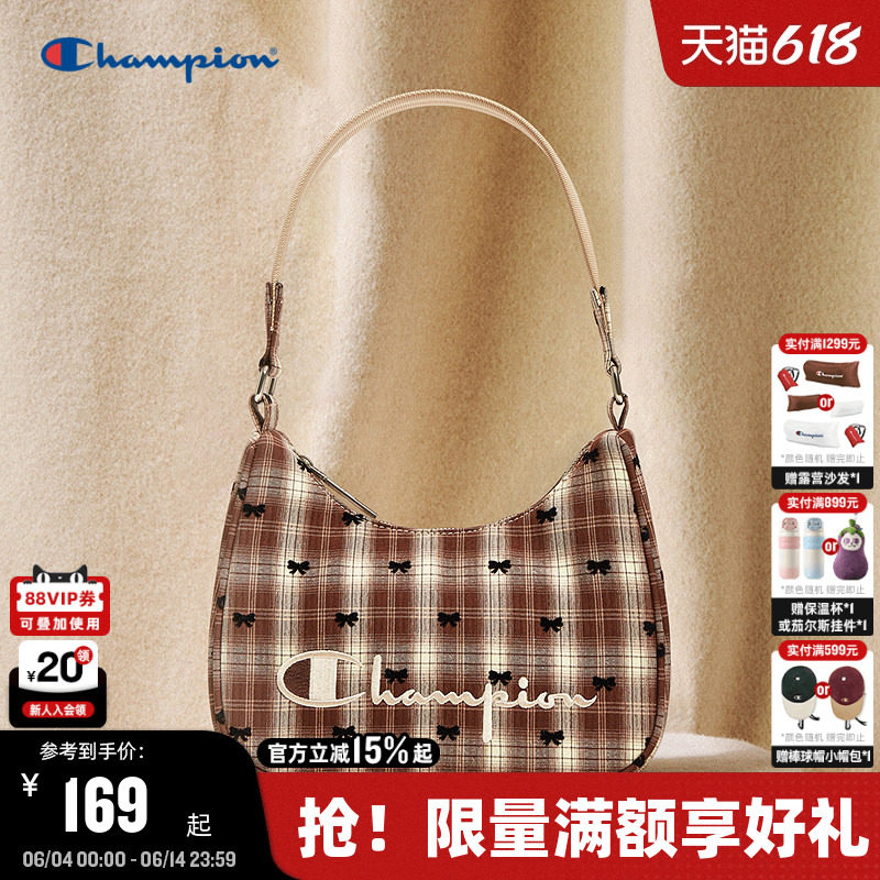 Champion冠军腋下包女2026夏季新款复古风格纹单肩包潮牌蝴蝶刺绣