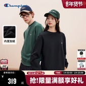 Champion冠军情侣卫衣男2025冬季 新款 加绒刺绣圆领休闲红色上衣秋