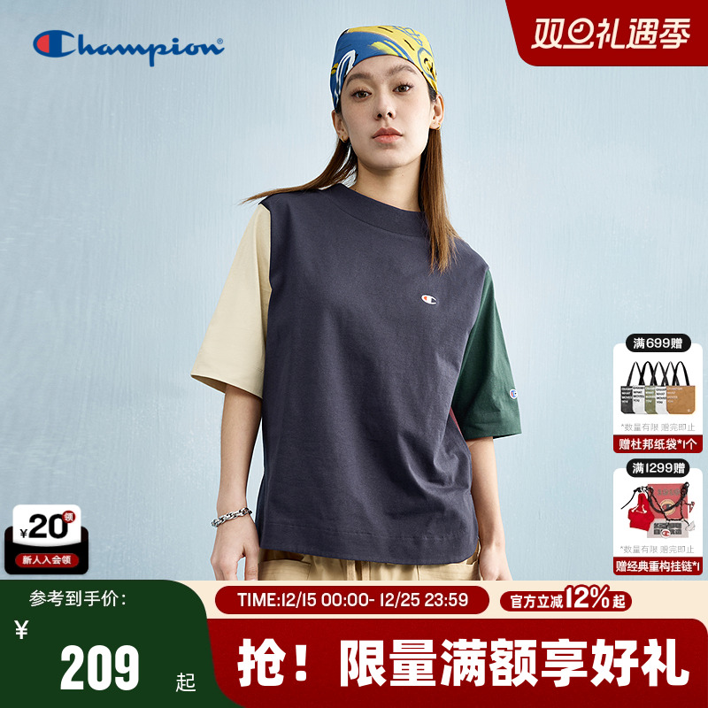 Champion冠军拼接短袖女