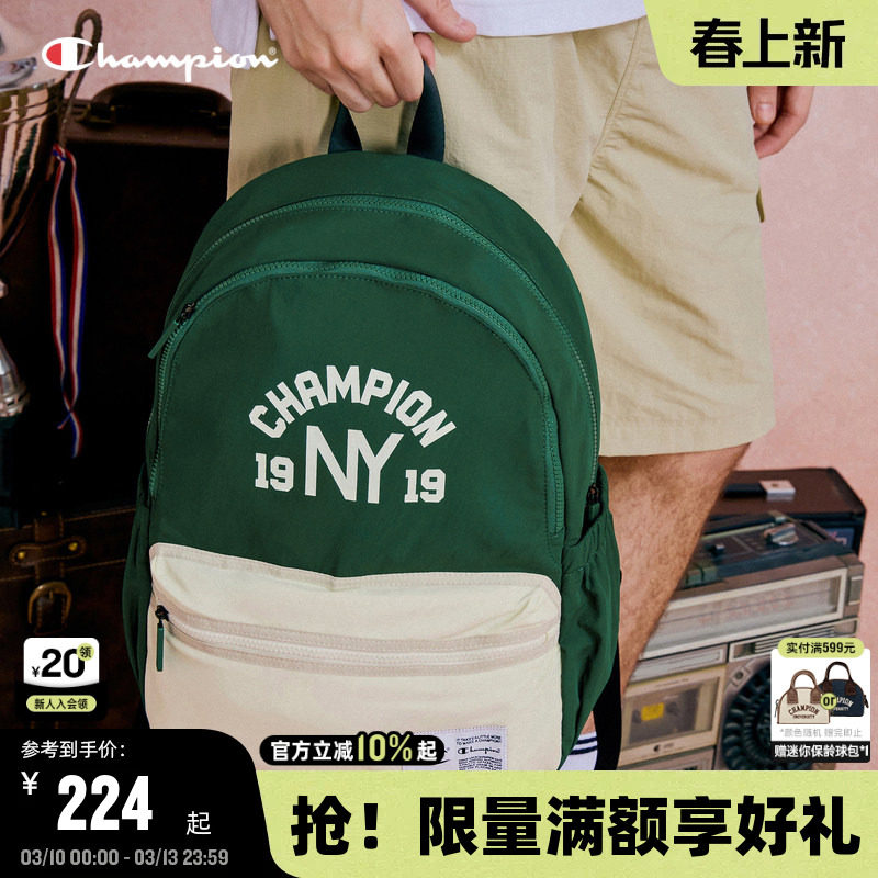 Champion冠军双肩包女新款轻便书包大容量旅行包潮流学生背包男