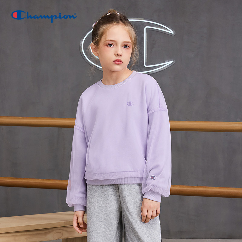 Champion冠军女童25秋季新款复古学院梦幻网纱短款圆领卫衣外套,童装/婴儿装/亲子装,卫衣/绒衫,淘宝优惠券,粉丝福利购,淘宝优惠卷