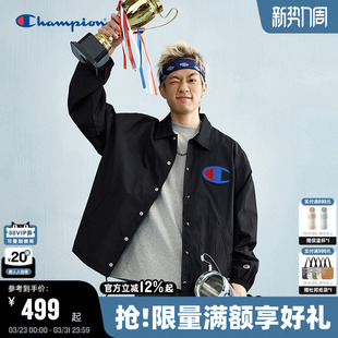 Champion冠军开襟夹克男春秋新款 日系简约翻领外套复古风潮牌