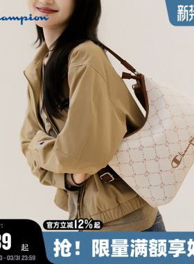Champion冠军单肩包2026春季新款女老花腋下hobo包复古通勤斜挎包