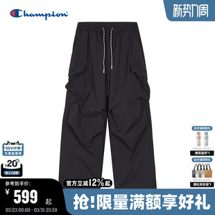 新款 女2026春季 褶皱工装 裤 潮 Champion冠军美式 休闲风阔腿裤 长裤