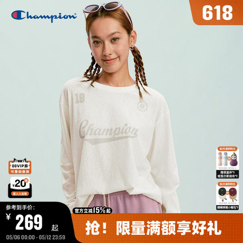 Champion冠军圆领长袖T恤女