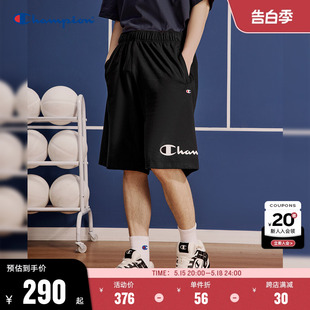 男夏季 2024新款 美式 黑色 Champion冠军短裤 印花直筒纯棉卫裤 男士
