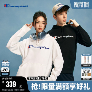 款 复古潮牌经典 logo印花上衣 美式 Champion冠军连帽卫衣男春秋款