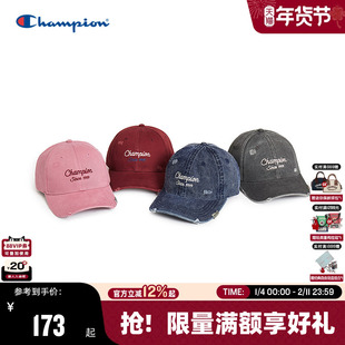 Champion冠军棒球帽2025秋冬新款红色鸭舌帽复古男运动帽女牛仔帽
