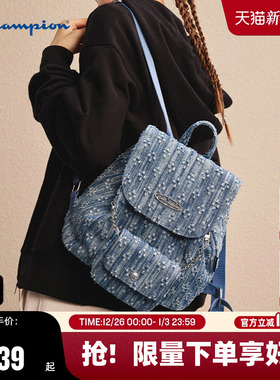 Champion冠军双肩包2025冬季新款mini墩墩包小香风牛仔包时尚背包