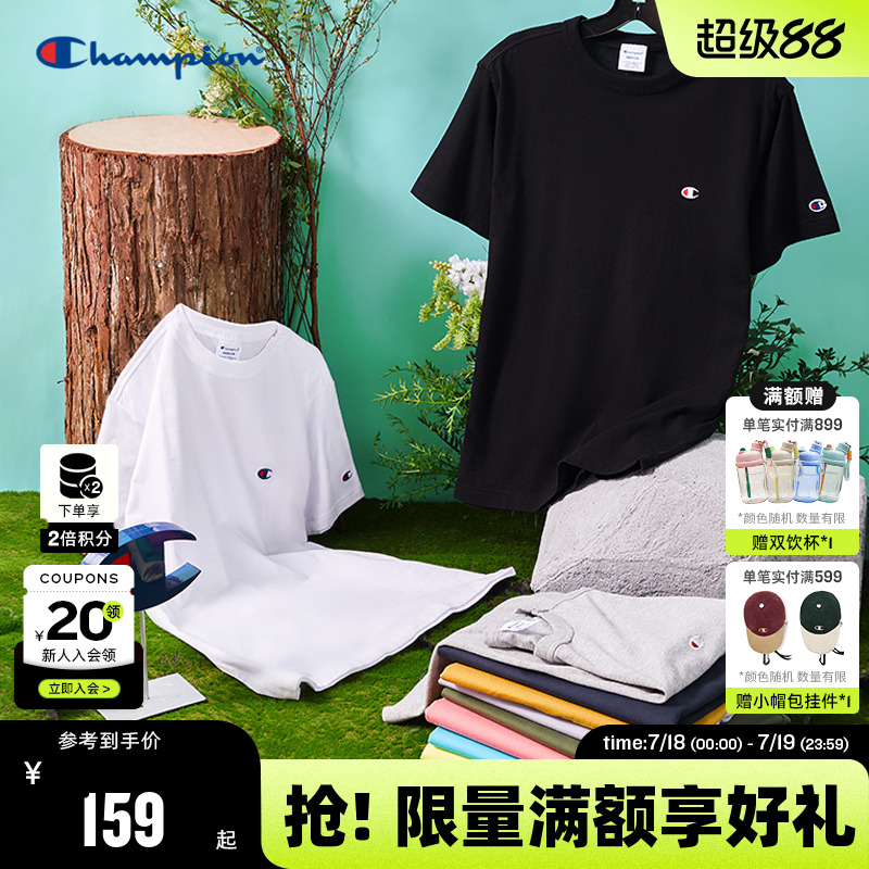 Champion冠军t恤男2025夏季新款美式纯棉情侣潮牌宽松休闲短袖女