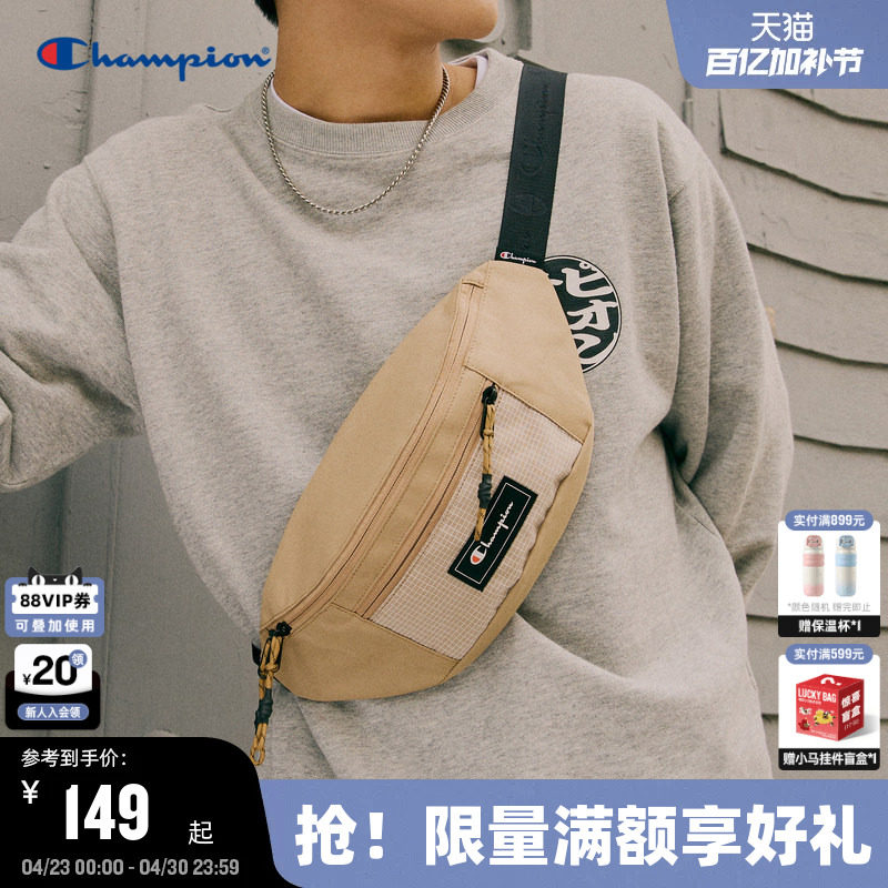 Champion冠军单肩胸包女贴布时尚休闲斜挎包男潮牌运动腰包手机包